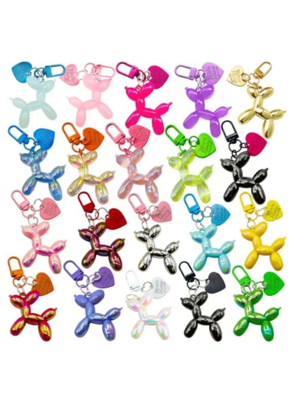 Jelly Balloon Dog Keychain Cute Bag Charm Epoxy Resin 20 Pack